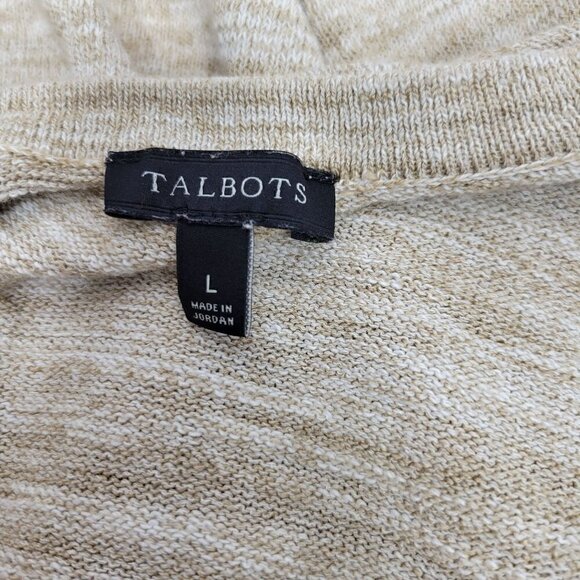 Talbots Women's Neutral Oatmeal Heather Long Cotton Blend Open Sweater Size L - Picture 9 of 11